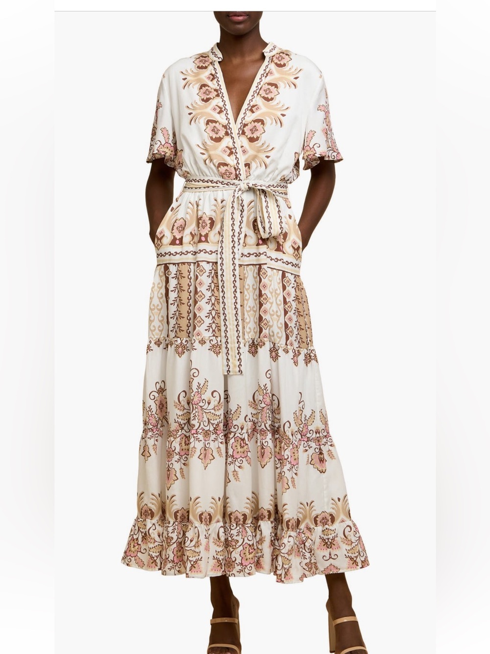 NWT Ciebon Thessa Floral Print Tie Waist Maxi Dress - Picture 2 of 6